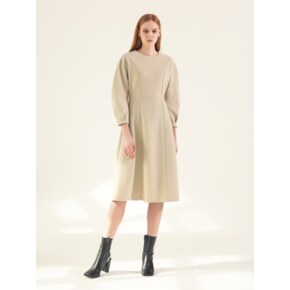 Balloon Sleeve Dress_Beige