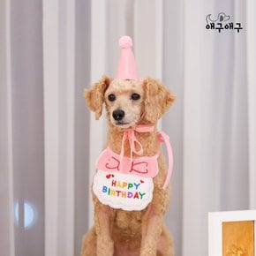 강아지 턱받이 스카프 생일케이프 파티꼬깔모자 세트