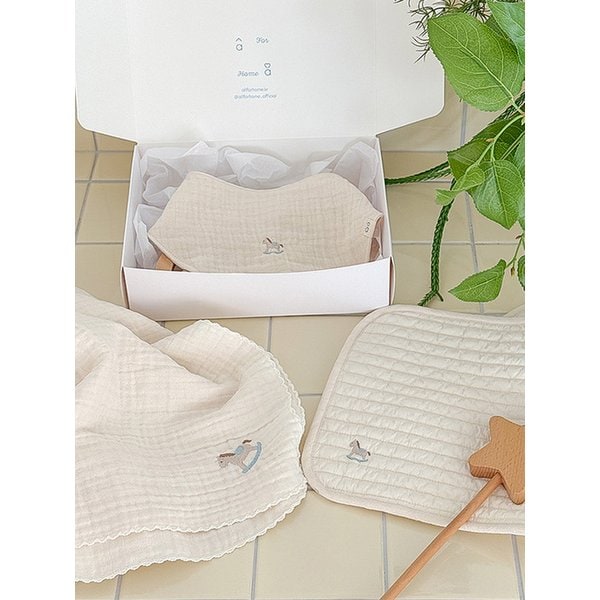 [출산선물]디어포니 아기 턱받이 블랭킷 헤드타올 SET
