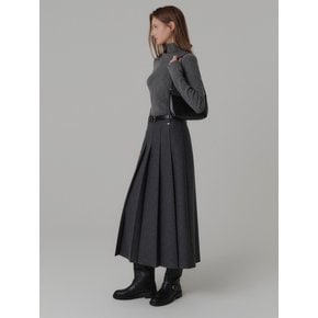 나틸다 울 플리츠 롱 스커트_차콜 / NATILDA WOOL PLEATS LONG SKIRT_CHARCOAL