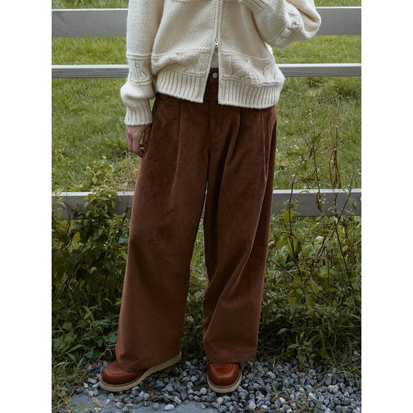 Corduroy Wide Pants (Brown)