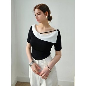 스트링포인트 페미닌카라 니트탑 stling point collar Knit top