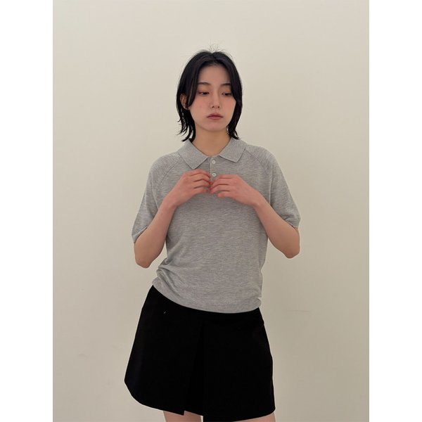 Silk Blend Collar Knit_Gray