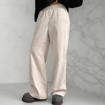 신세계라이브쇼핑 [옷자락] 여성 겨울 일상복 골덴 와이드핏 밴딩 심플 팬츠