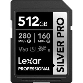 일본 렉사 sd카드 Lexar Silver Pro SD 카드 512GB UHSII 메모리 V60 U3C10 SDXC 최대 280MB/s