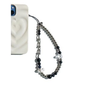 Silver Black Cloud Wrist Phone Strap