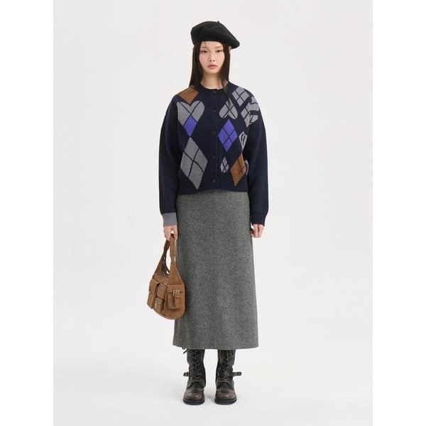 Argyle Jaquard Knit Cardigan (dark navy) LFWCS26100NYD