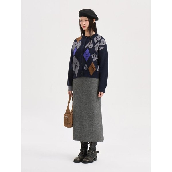 Argyle Jaquard Knit Cardigan (dark navy) LFWCS26100NYD