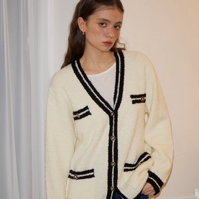 Loose Fit Boucle Cardigan Ivory