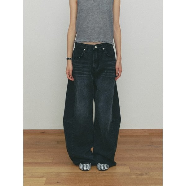 CURVED DENIM PANTS(BK)