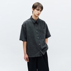 레터링 데님 하프 셔츠 그레이 ZH3SH322GY