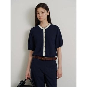 26SS 볼륨소매 라운드넥 카디건 - 네이비 BF655AC01R
