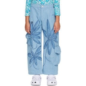 SSENSE 익스클루시브 키즈 블루 론 데님 진 XXK6408 Flower Burst Blue