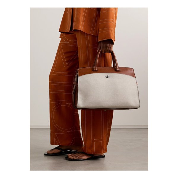 메티에 프라이빗 아이 가죽 리넨 토트 크림 46376663162892554