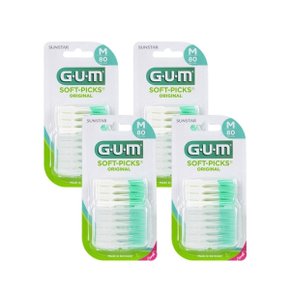 GUM 검 치과 부드러운 일회용 치간칫솔 오리지날 소프트픽(80p) 4개