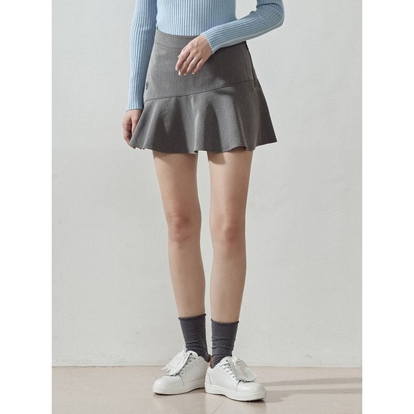 [LDFSA54GE] 사선 절개 플레어 스커트 GREY