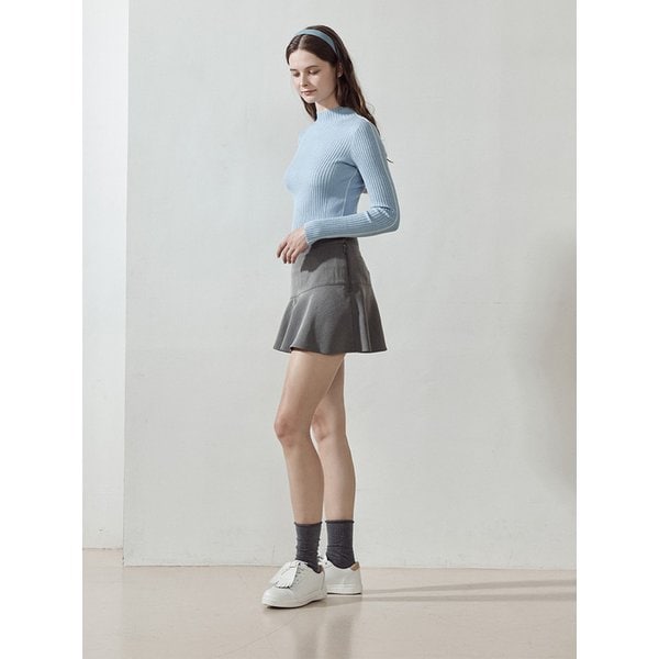 [LDFSA54GE] 사선 절개 플레어 스커트 GREY