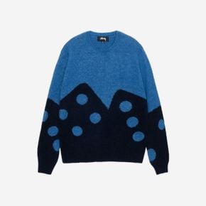 스투시 다이스 퍼지 크루넥 블루 Stussy Dice Fuzzy Crew Blue