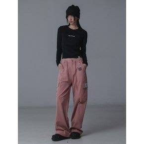 WIDE STRING CARGO PANTS_PINK