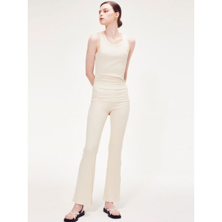 더룸 RIBBED COTTON MODAL BLEND TRACK PANTS_LIGHT BEIGE