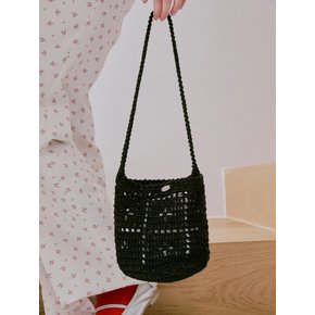 No.214 / Lily Metallic Crochet Bucket Bag _ Black