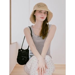 No.214 / Lily Metallic Crochet Bucket Bag _ Black