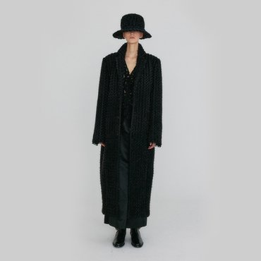 EENK ZADA  Single-Breasted Long Coat - Black