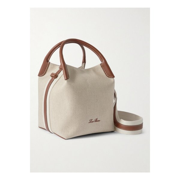 베일 텍스처 가죽 트리밍 캔버스 토트 뉴트럴 46376663162893155