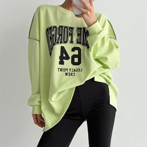 로컬 프린트 옆트임 롱티셔츠 힙한 빅사이즈 긴팔 이너 티셔츠 캐주얼 레깅스코디_P416637907