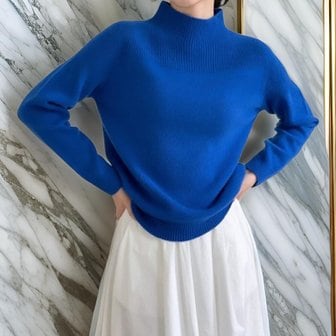  [옷자락] 여자 4컬러 심플 파인울 홀가먼트 반목폴라 니트