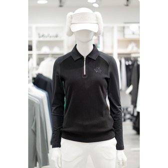 볼빅 [여주점] 골프웨어 여성 골프 골지 믹스 반집업 기모 티셔츠 SOA01