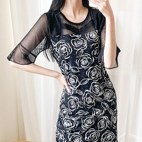 블랙로즈 나팔 소매 블라우스 댄스스포츠복 여성 빅사이즈 칠부 밸리 댄스복