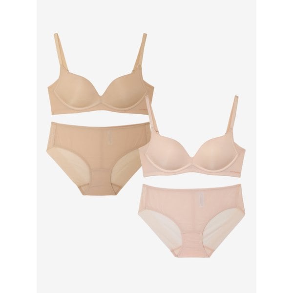 일체형 볼륨 백리스 노와이어 브라팬티 4종(브라2+팬티2) 택 1