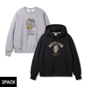 [2PACK] 앨빈클로 CAMO PAINT CLUP 오버핏 맨투맨 후드티 2종 패키지