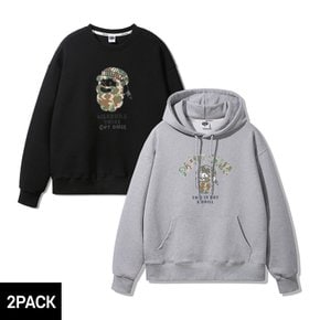 [2PACK] 앨빈클로 CAMO PAINT CLUP 오버핏 맨투맨 후드티 2종 패키지