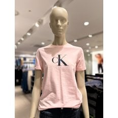 [여주점] CKJ 여성 모노그램 로고 스트레이트핏 반팔 티셔츠(J218769-TA1)