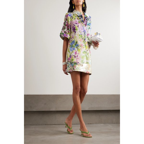 에이지 다리아 플로럴 시퀸 메쉬 미니 스커트 46376663162987132