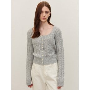 SQUARE NECK CABLE KNIT GRAY