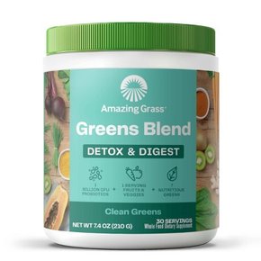 놀라운 잔디 녹색 블렌드 디톡스 & 다이제스트 비건 파우더 - 7.4oz, 놀라운 잔디 건강식품