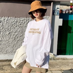 선데이모닝 오버핏 긴팔 티셔츠 남여공용 빅사이즈 긴팔티 긴소매_P068071868