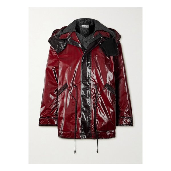 언이븐 프리즈마티코 코팅 코튼 혼방 립스탑 후드 파카 레드 46376663162906661