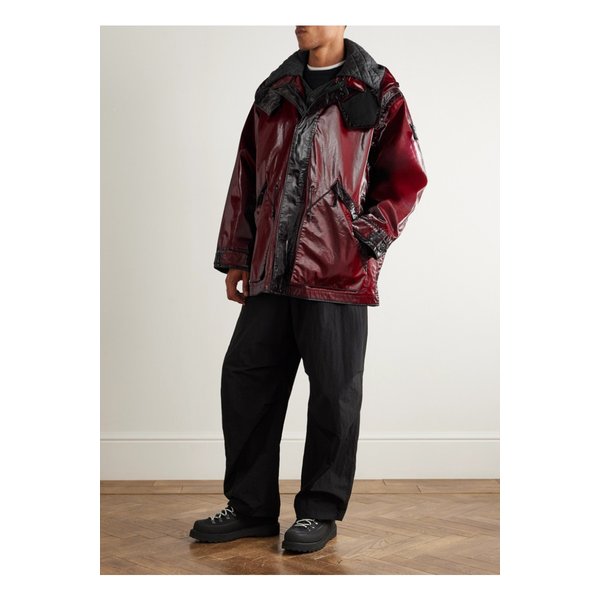 언이븐 프리즈마티코 코팅 코튼 혼방 립스탑 후드 파카 레드 46376663162906661