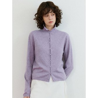 반원 아틀리에 [단독]KN4282 울 블렌드 하이넥 카디건_Melange purple