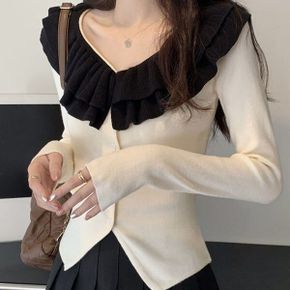 루이븐 프릴 카라 디테일 니트_P375232246