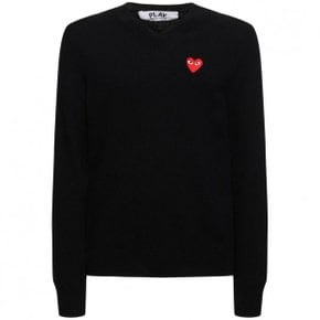 Comme des Garcons 플레이 Play 로고 니트 울 V넥 스웨터 8532161 남성