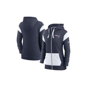 3987815 Nike Womens Navy/White New England Patriots Monaco Lightweight Full-Zip Hoodie