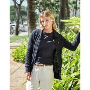 [U.S. POLO ASSN.] 24SS 네이비 코튼100 봄 케이블 카라집업 여성