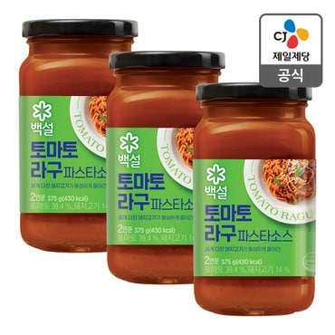 CJ제일제당 [본사배송] 백설 토마토라구 파스타소스 375g X 3개