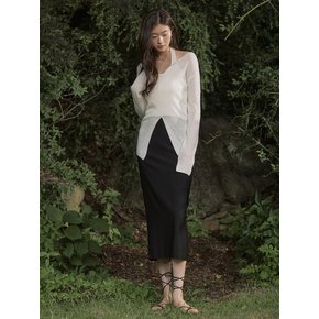 Slit see through summer layered knit - ivory