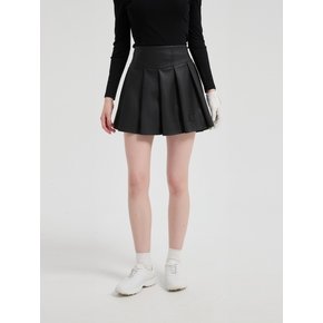 Noir Muse Leather Pleated Skirt